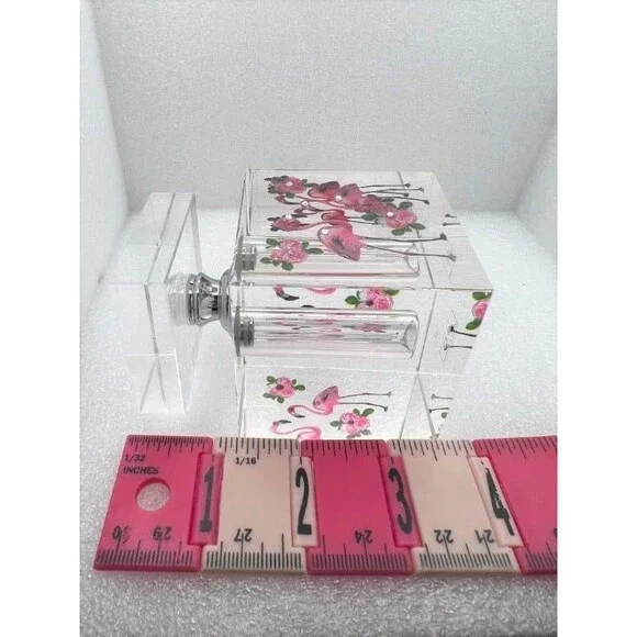 Beautiful Crystal Perfume Bottle with Hand Painted Flamingos - Picture 6 of 11